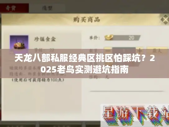 天龙八部私服经典区挑区怕踩坑？2025老鸟实测避坑指南