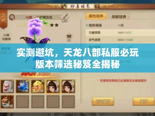 实测避坑，天龙八部私服必玩版本筛选秘笈全揭秘