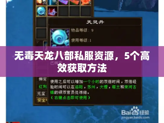 无毒天龙八部私服资源，5个高效获取方法
