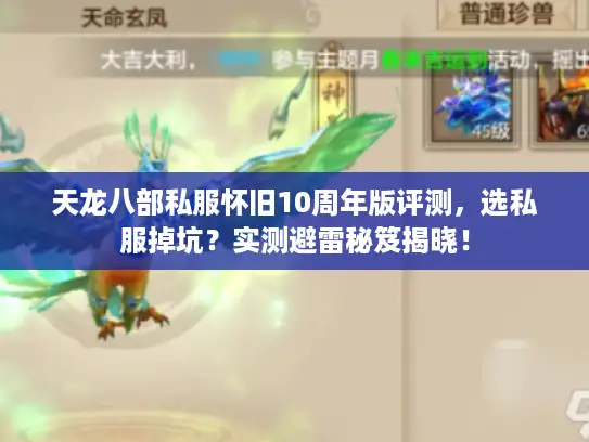 天龙八部私服怀旧10周年版评测，选私服掉坑？实测避雷秘笈揭晓！