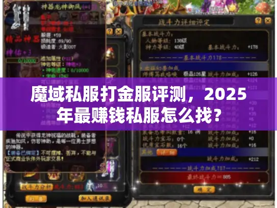 魔域私服打金服评测，2025年最赚钱私服怎么找？