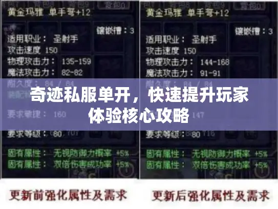 奇迹私服单开,快速提升玩家体验核心攻略 奇迹私服单开,快速提升玩家体验核心攻略