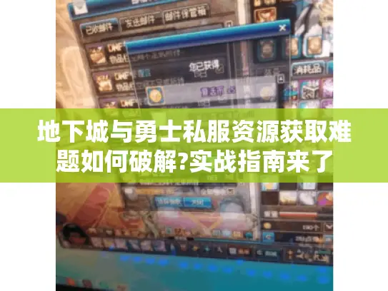 地下城与勇士私服资源获取难题如何破解?实战指南来了