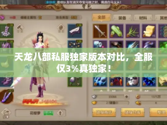 天龙八部私服独家版本对比，全服仅3%真独家！