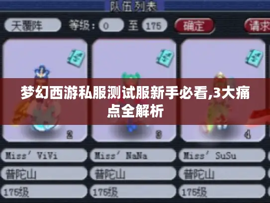 梦幻西游私服测试服新手必看,3大痛点全解析