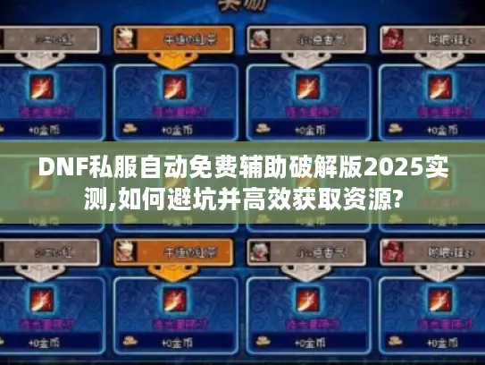 DNF私服自动免费辅助破解版2025实测,如何避坑并高效获取资源?