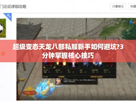 超级变态天龙八部私服新手如何避坑?3分钟掌握核心技巧
