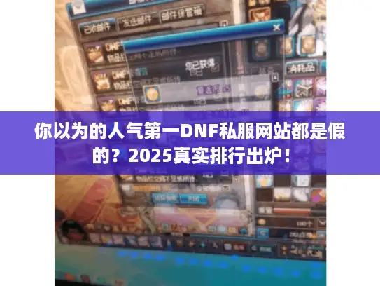 你以为的人气第一DNF私服网站都是假的？2025真实排行出炉！
