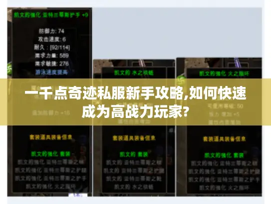 一千点奇迹私服新手攻略,如何快速成为高战力玩家? 一千点奇迹私服新手攻略,如何快速成为高战力玩家?