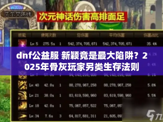 dnf公益服 新颖竟是最大陷阱？2025年骨灰玩家另类生存法则