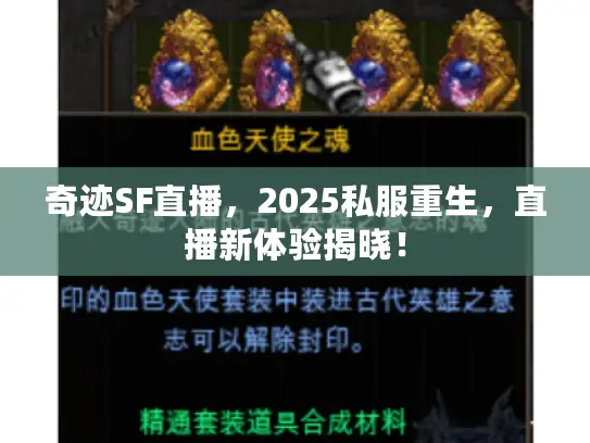 奇迹SF直播，2025私服重生，直播新体验揭晓！