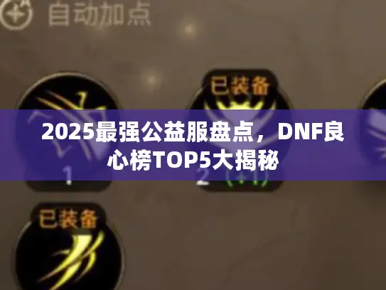 2025最强公益服盘点,DNF良心榜TOP5大揭秘 2025最强公益服盘点,DNF良心榜TOP5大揭秘