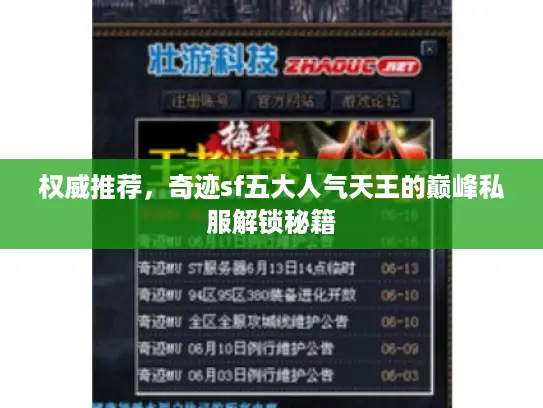 权威推荐，奇迹sf五大人气天王的巅峰私服解锁秘籍