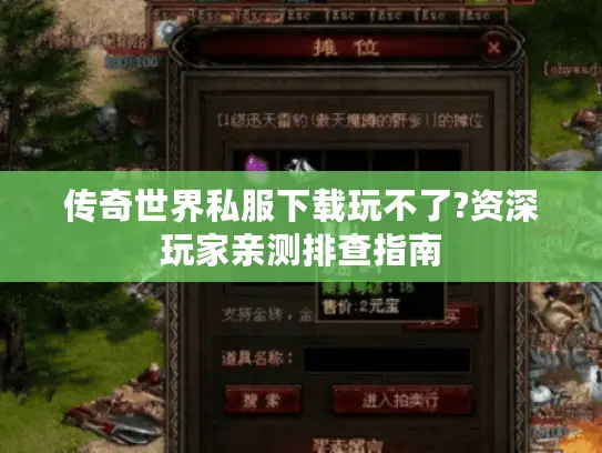 传奇世界私服下载玩不了?资深玩家亲测排查指南
