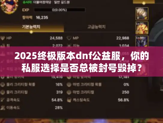 2025终极版本dnf公益服，你的私服选择是否总被封号毁掉？
