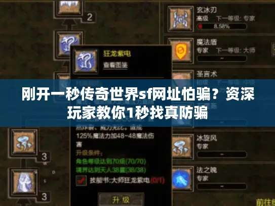 刚开一秒传奇世界sf网址怕骗？资深玩家教你1秒找真防骗