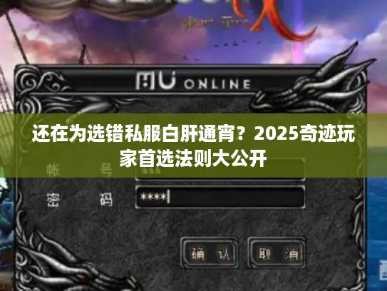 还在为选错私服白肝通宵？2025奇迹玩家首选法则大公开