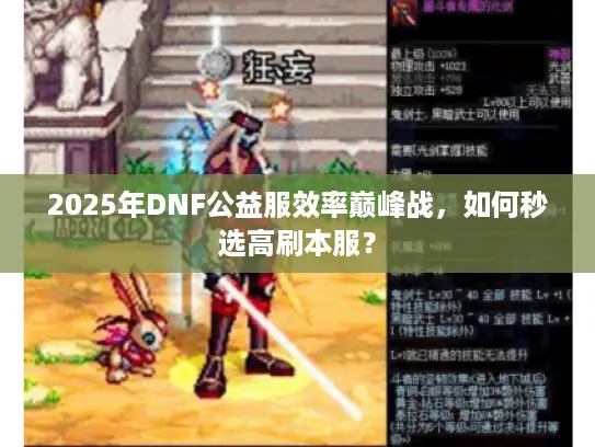 2025年DNF公益服效率巅峰战，如何秒选高刷本服？
