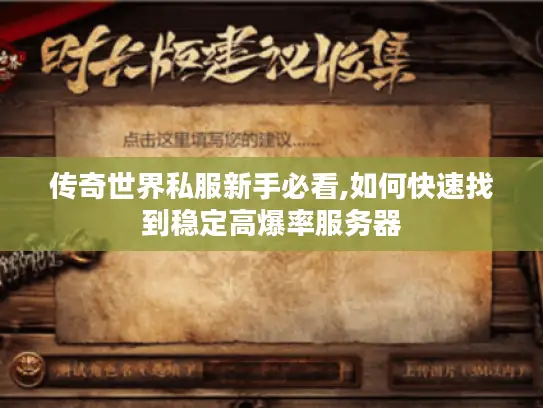 传奇世界私服新手必看,如何快速找到稳定高爆率服务器