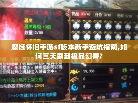 魔域怀旧手游sf版本新手避坑指南,如何三天刷到极品幻兽?
