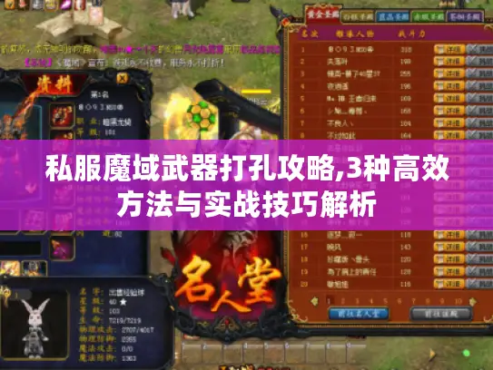 私服魔域武器打孔攻略,3种高效方法与实战技巧解析