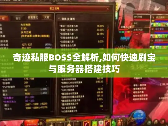 奇迹私服BOSS全解析,如何快速刷宝与服务器搭建技巧
