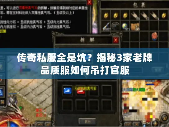 传奇私服全是坑？揭秘3家老牌品质服如何吊打官服