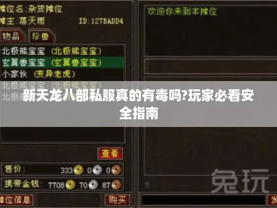 新天龙八部私服真的有毒吗?玩家必看安全指南