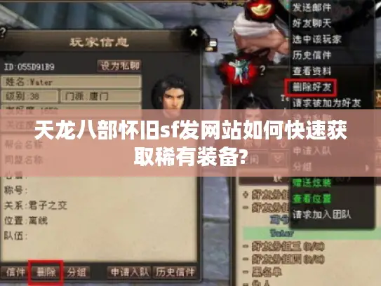 天龙八部怀旧sf发网站如何快速获取稀有装备? 天龙八部怀旧sf发网站如何快速获取稀有装备?