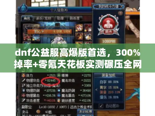 dnf公益服高爆版首选，300%掉率+零氪天花板实测碾压全网