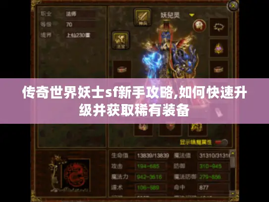 传奇世界妖士sf新手攻略,如何快速升级并获取稀有装备