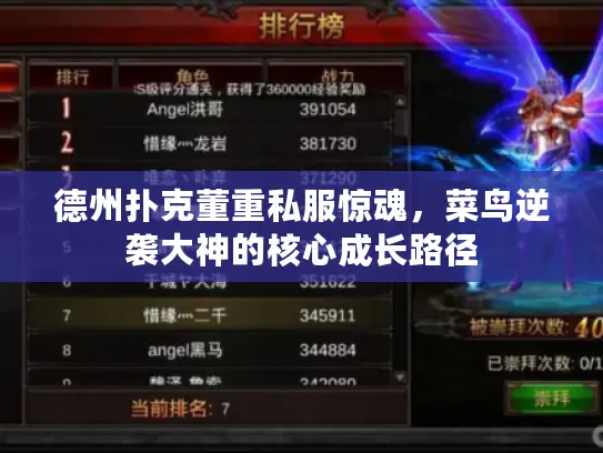 德州扑克董重私服惊魂,菜鸟逆袭大神的核心成长路径 德州扑克董重私服惊魂,菜鸟逆袭大神的核心成长路径