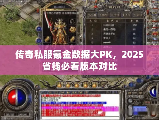 传奇私服氪金数据大PK,2025省钱必看版本对比 传奇私服氪金数据大PK,2025省钱必看版本对比