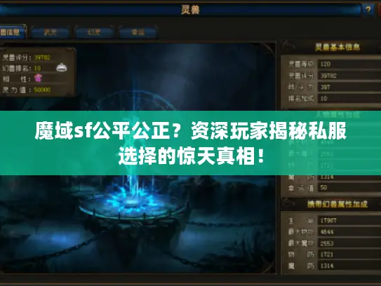 魔域sf公平公正？资深玩家揭秘私服选择的惊天真相！