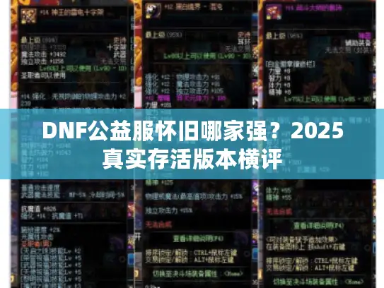 DNF公益服怀旧哪家强？2025真实存活版本横评