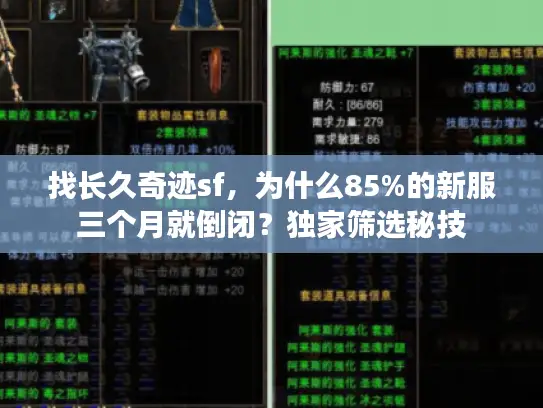 找长久奇迹sf,为什么85%的新服三个月就倒闭?独家筛选秘技 找长久奇迹sf,为什么85%的新服三个月就倒闭?独家筛选秘技