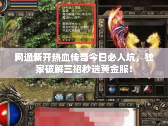 网通新开热血传奇今日必入坑，独家破解三招秒选黄金服！