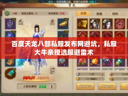 百度天龙八部私服发布网避坑，私服大牛亲授选服避雷术