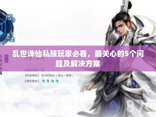 乱世诛仙私服玩家必看，最关心的5个问题及解决方案