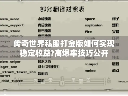 传奇世界私服打金版如何实现稳定收益?高爆率技巧公开 传奇世界私服打金版如何实现稳定收益?高爆率技巧公开