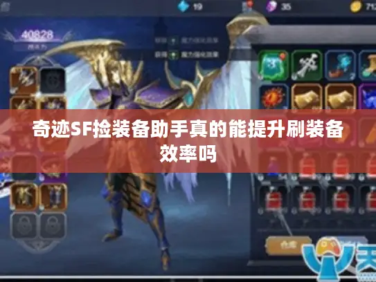 奇迹SF捡装备助手真的能提升刷装备效率吗