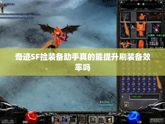 奇迹SF捡装备助手真的能提升刷装备效率吗