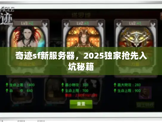 奇迹sf新服务器，2025独家抢先入坑秘籍