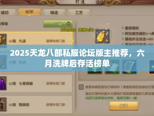 2025天龙八部私服论坛版主推荐，六月洗牌后存活榜单