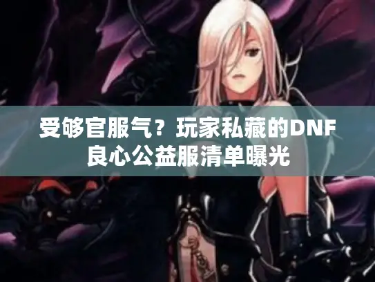 受够官服气？玩家私藏的DNF良心公益服清单曝光