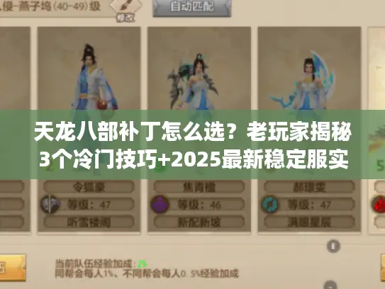 天龙八部补丁怎么选？老玩家揭秘3个冷门技巧+2025最新稳定服实测