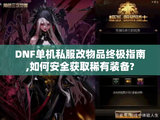 DNF单机私服改物品终极指南,如何安全获取稀有装备?