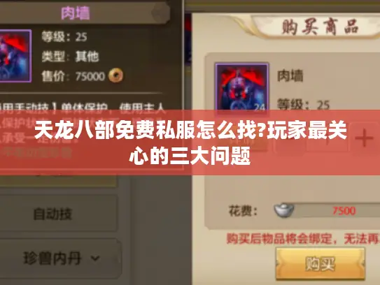 天龙八部免费私服怎么找?玩家最关心的三大问题