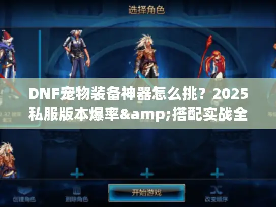 DNF宠物装备神器怎么挑？2025私服版本爆率&搭配实战全解析