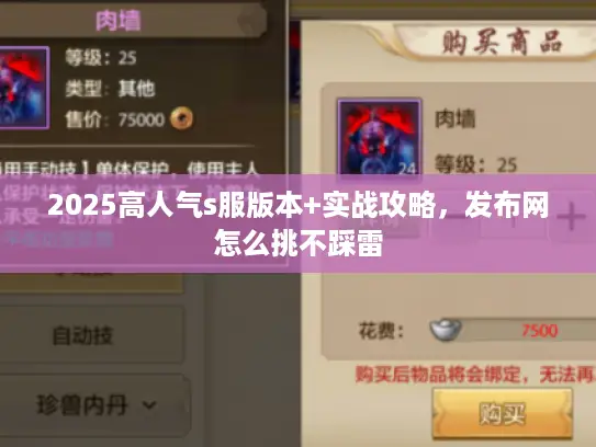 2025高人气s服版本+实战攻略，发布网怎么挑不踩雷